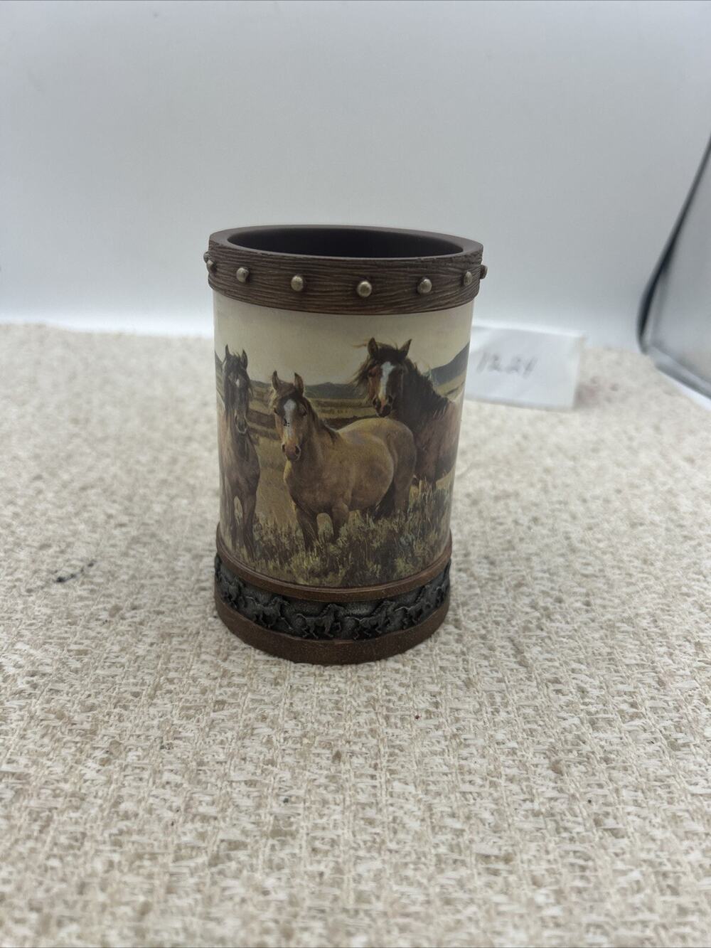 Nancy Glazier Mustang Tumbler Goblet w Horses & Applied Beading